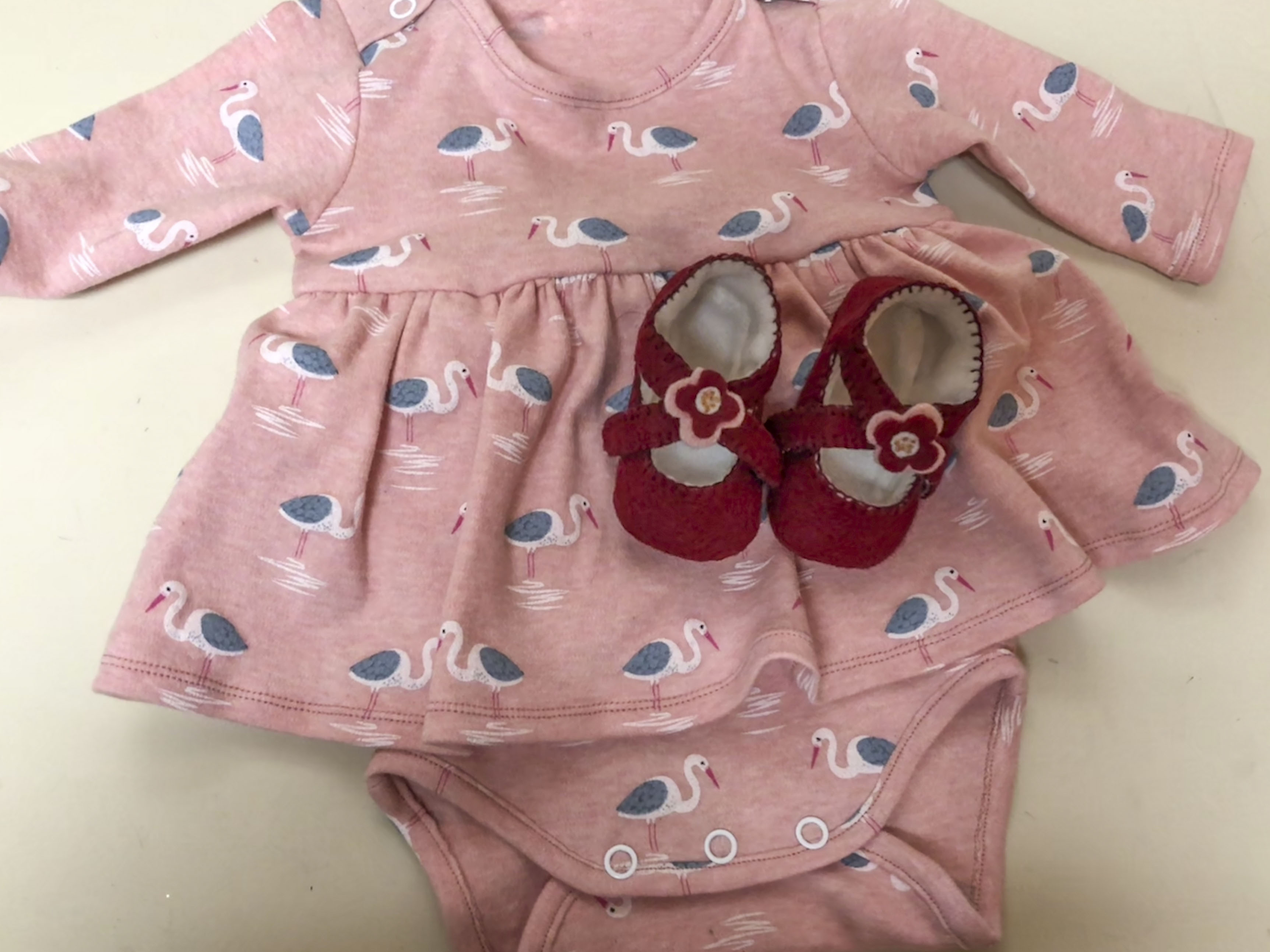 baby dress and felt shoes